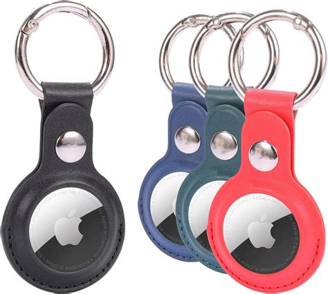 Air Tag Holder Keychain Case, 4 Pack Waterproof AirTag Leather Key Ring ...