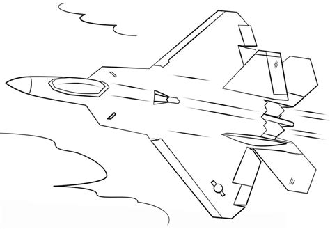 Military Fighter Jet Coloring Page - Free Printable Coloring Pages for Kids