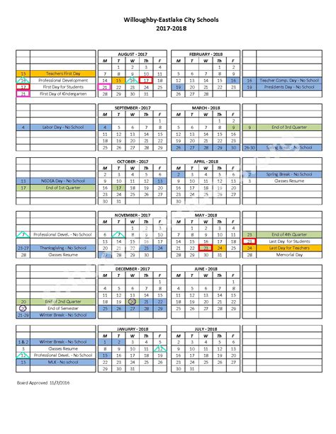 Willoughby-Eastlake City Schools Calendars – Willoughby, OH