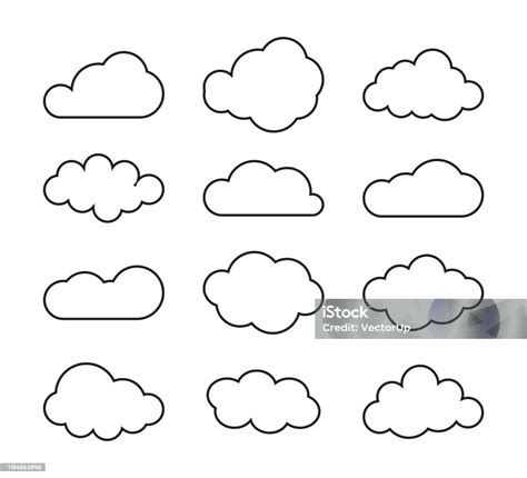 Set Of Blue Sky Clouds Cloud Icon Cloud Shape Set Of Different Clouds ...