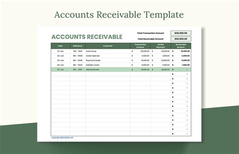 Accounts Receivable Template - Download in Excel, Google Sheets ...