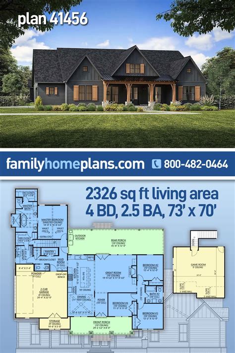 House Plan 41456 4 Bedroom House Plans, Family House Plans, New House Plans, Dream House Plans ...