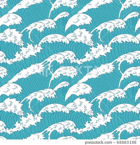 Sea waves seamless pattern. Ocean water wave... - Stock Illustration ...