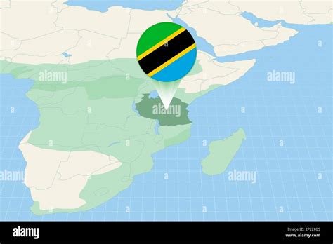 Map illustration of Tanzania with the flag. Cartographic illustration of Tanzania and ...