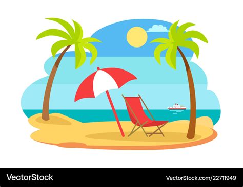 Seaside seashore sunny beach Royalty Free Vector Image