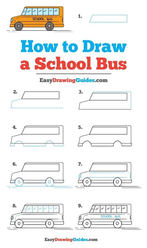 How to Draw a School Bus - Easy Step by Step Drawing Tutorial | School bus drawing, Bus drawing ...