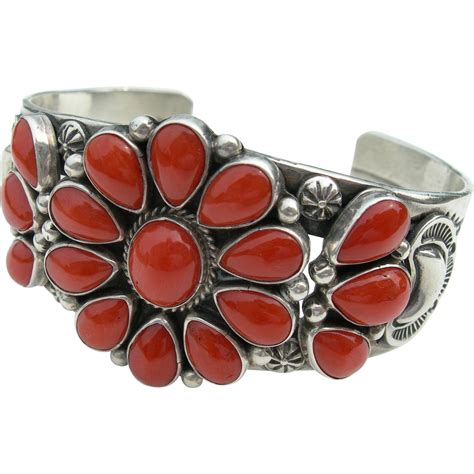 Delbert Gordon - Sterling Silver - Red Coral - Cuff Bracelet | Silver bracelet stack, Silver ...