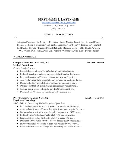 Download Free Medical Practitioner Resume .Docx (Word) Template on ...