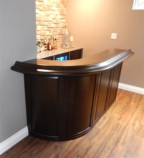 Oak curved bar with oak curved front panels and solid oak bar top/bar rail. | Home bar plans ...