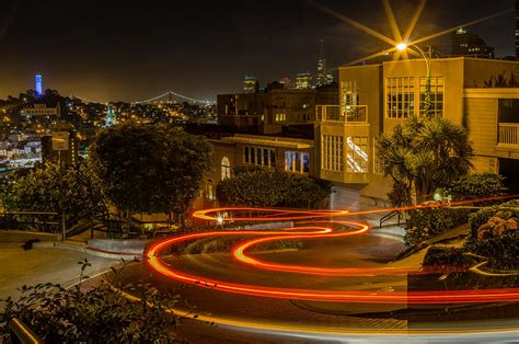 San Francisco Lombard Street at Night Photograph by Robert Powell | Fine Art America