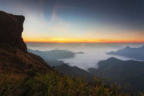 Landscape of Phu Chi Fa at Sunrise. Phu Chi Fa National Park in Chiang ...