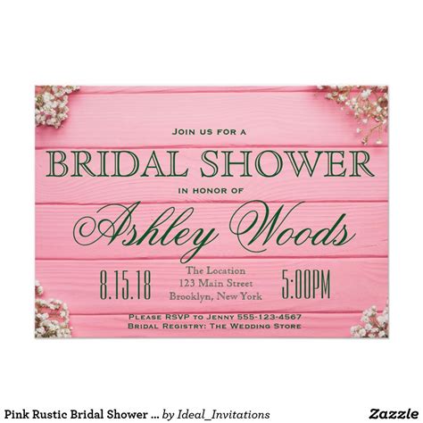 Pink Rustic Bridal Shower Card Rustic Bridal Shower Invitations, Bridal ...