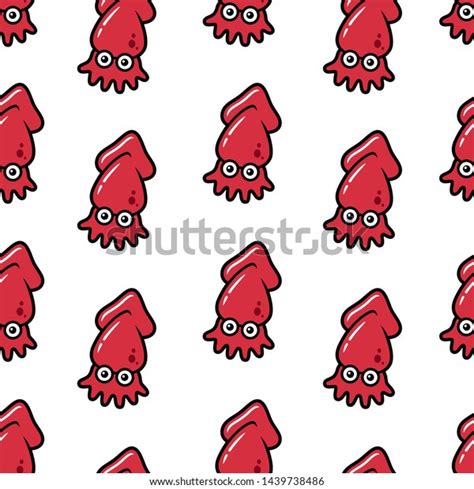 Vector Cute Squid Pattern White Background Stock Vector (Royalty Free ...