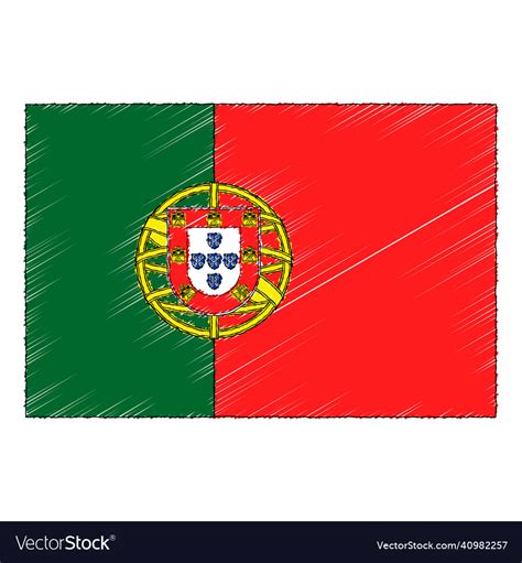 Hand drawn sketch flag of portugal doodle style Vector Image