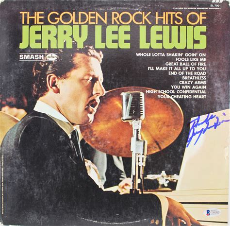 Jerry Lee Lewis Signed The Golden Rock Hits Album Cover W/ Vinyl BAS # ...