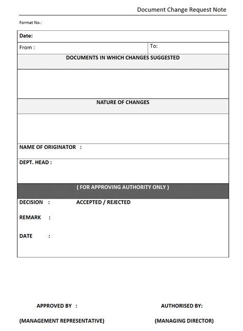 Document Change request form