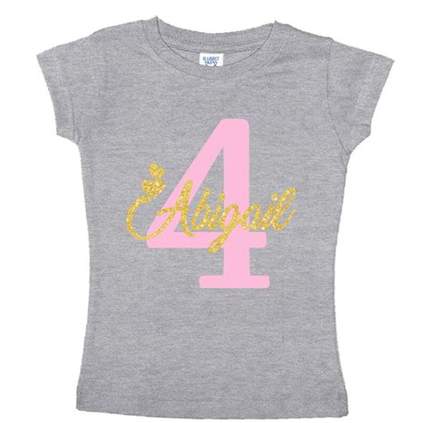 Personalized Birthday Girl T-shirt Glitter Gold Name and Pink - Etsy