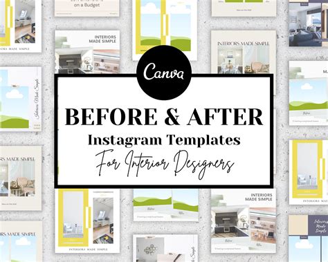 Before and After Editable Interior Design Instagram Template | Etsy