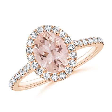 Oval Morganite Halo Ring with Diamond Accents | Angara