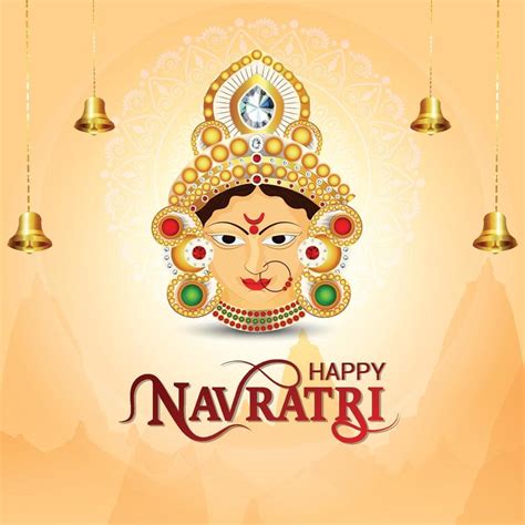 Happy navratri celebration greeting card with creative illustration of ...