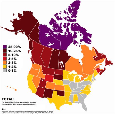 Percentage of Population with Native American/Aboriginal/Indigenous ancestry by US state ...