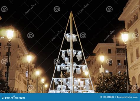 Thessaloniki, Greece Christmas 2018 Decorations at Aristotelous Square ...