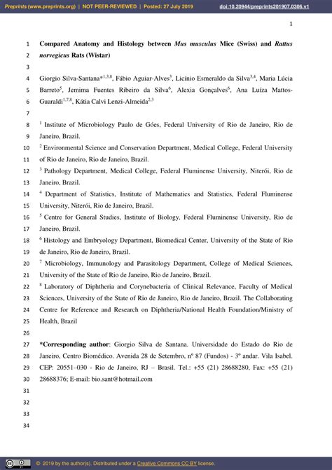 (PDF) Compared Anatomy and Histology between Mus musculus Mice (Swiss) and Rattus norvegicus ...