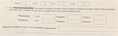 [Solved] Fe2O3 co Fe 2 CO2 2. In a balanced equation, the same number of... | Course Hero