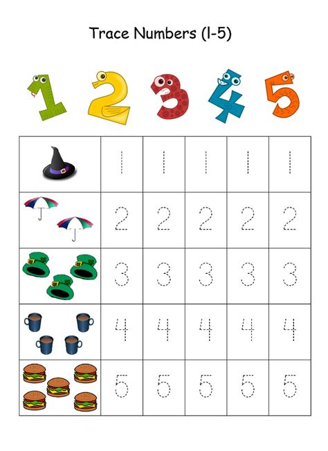 Numbers 1-5 Traceable | Learning Printable