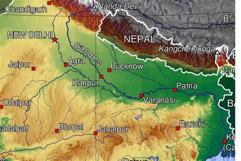 Topographic Map Uttar Pradesh - MapSof.net