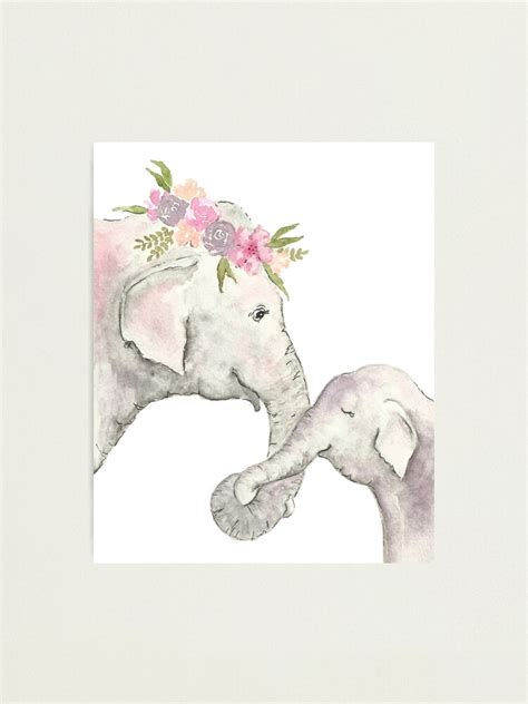 "Elephant mother and baby watercolor" Photographic Print by christierenfro | Redbubble