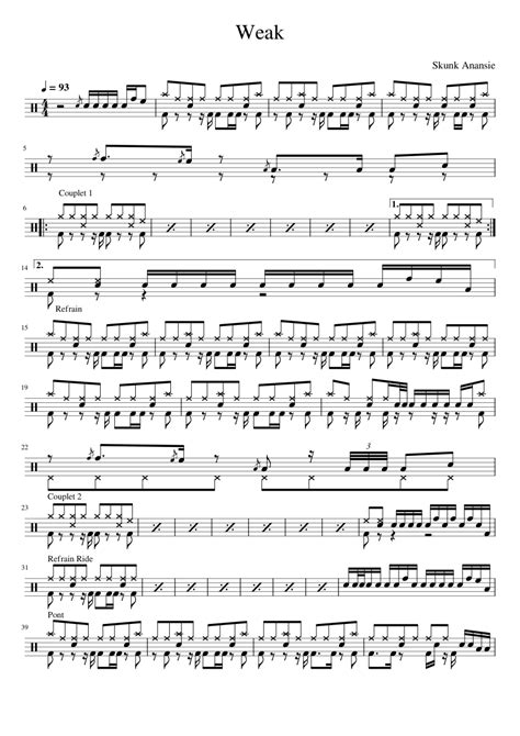 Weak – Skunk Anansie Weak Sheet music for Drum group (Drum Corps (Modern)) | Musescore.com