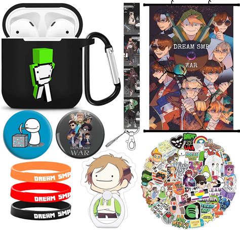 Dream SMP Merch,Airpod 12 Case, Lanyard, Button Pins,Stickers, Poster(Airpods 1 2): Amazon.co.uk ...