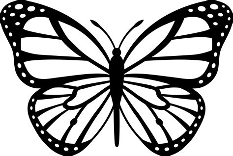 Black and White Monarch Butterfly - Free Clip Art