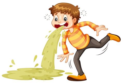 A sick boy vomiting Vector | Premium Download