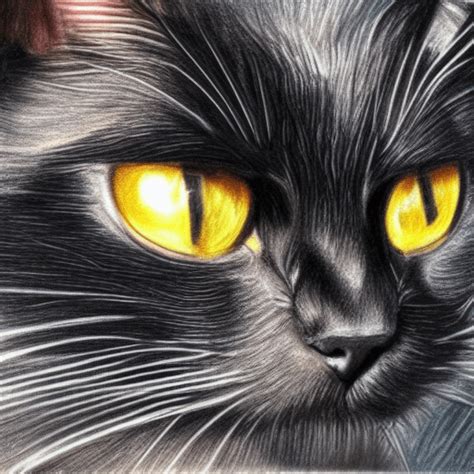 Black Cat Realistic Drawing · Creative Fabrica