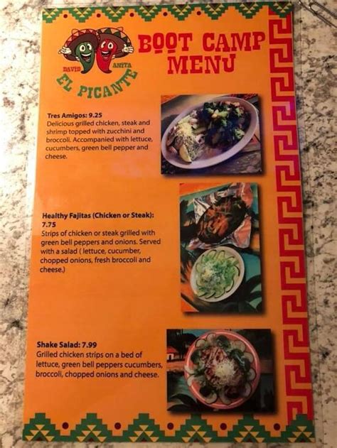 Menu at El Picante restaurant, Pikeville