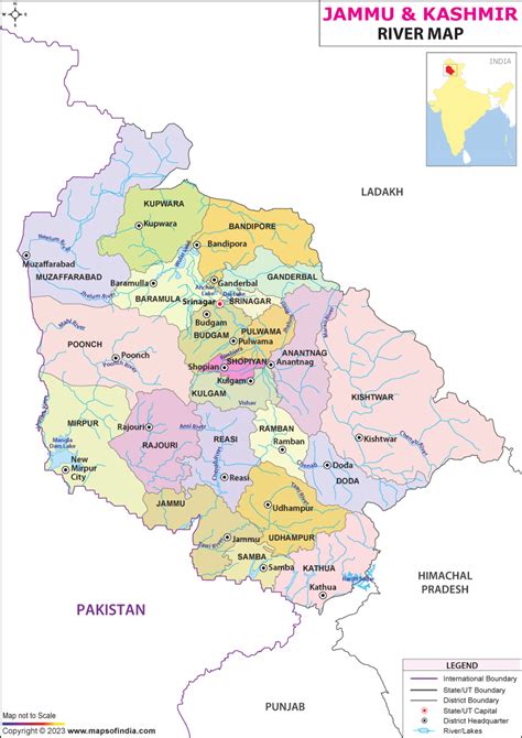 Jammu and Kashmir River Map, Jammu & Kashmir Rivers