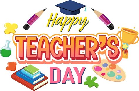 Happy Teacher's Day poster with school objects 6349302 Vector Art at ...