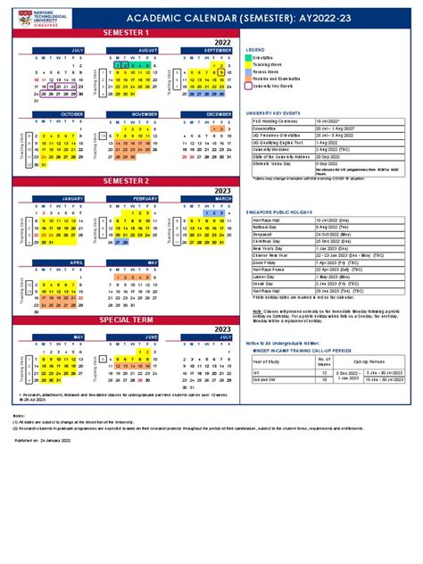 NTU Academic Calendar - AY2022 23 (Semester) | PDF | Academic Term ...