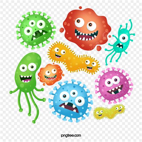 Virus Bacteria Hd Transparent, Hand Drawn Cartoon Bacteria Virus ...