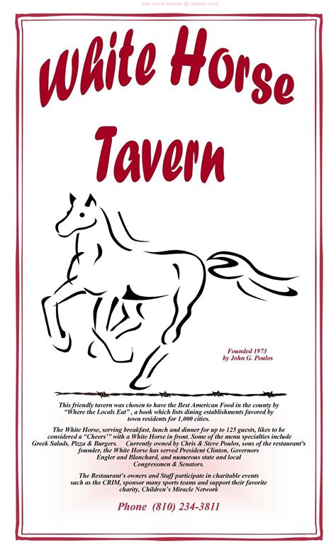 Online Menu of White Horse Tavern Restaurant, Flint, Michigan, 48503 - Zmenu