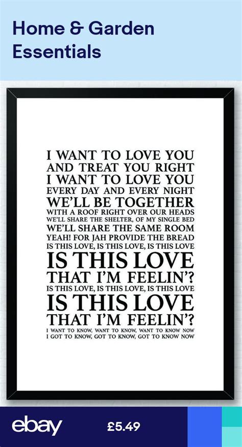 Is This Love - Bob Marley Song Lyrics Typography Print Poster Artwork ...