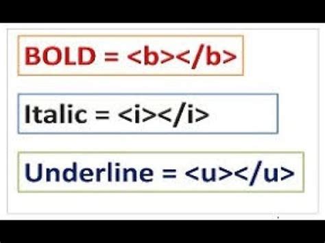 bold tag underline tag italic tag html lecture 6 - YouTube