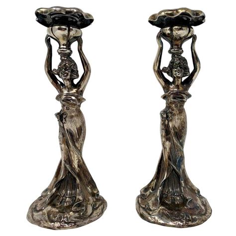 Joseph Maria Olbrich Pair of Art Nouveau Candlesticks at 1stDibs | art nouveau candle holder