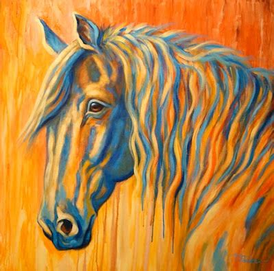 Abstract Horses: Sedona, Bright Colored Horse Art by Theresa Paden