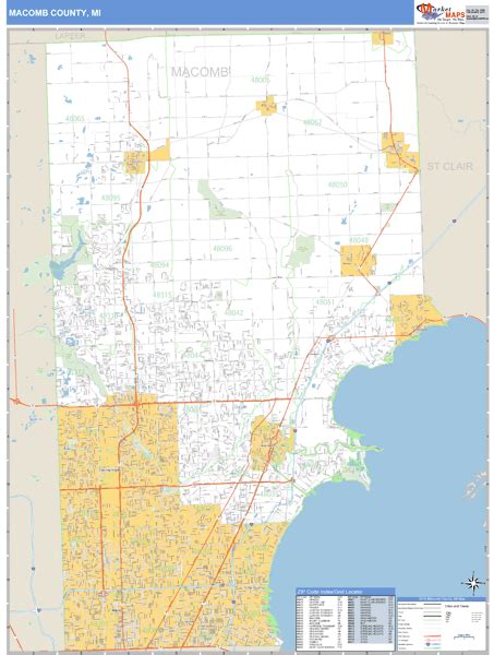 Macomb County, Michigan Zip Code Wall Map | Maps.com.com