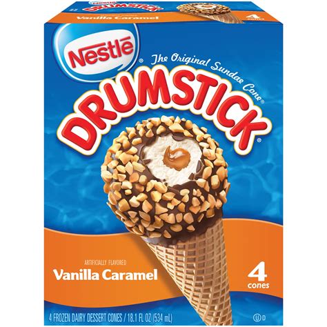 DRUMSTICK Vanilla Caramel Ice Cream Cones 4 ct Box - Walmart.com