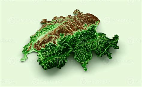 Switzerland Topographic Map 3d realistic map Color 3d illustration ...