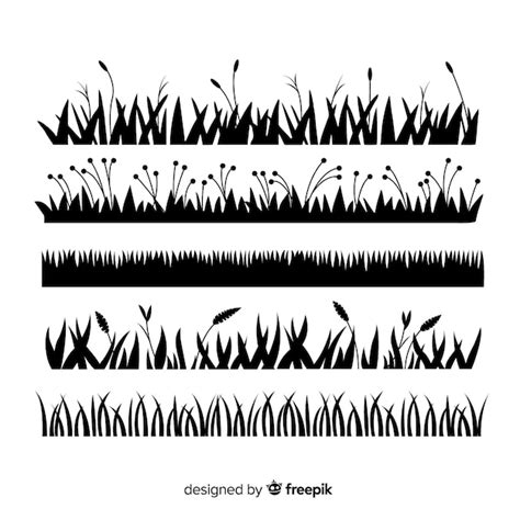 Free Vector | Grass border silhouette collection isolated